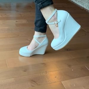 White Wedge Heels